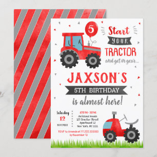 Invitation de la fête d'anniversaire du tracteur r