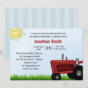 Invitation de la fête d'anniversaire du tracteur r