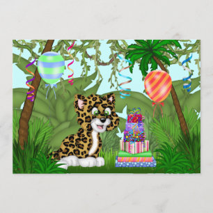 Invitation de la fête d'anniversaire Jungle Leopar
