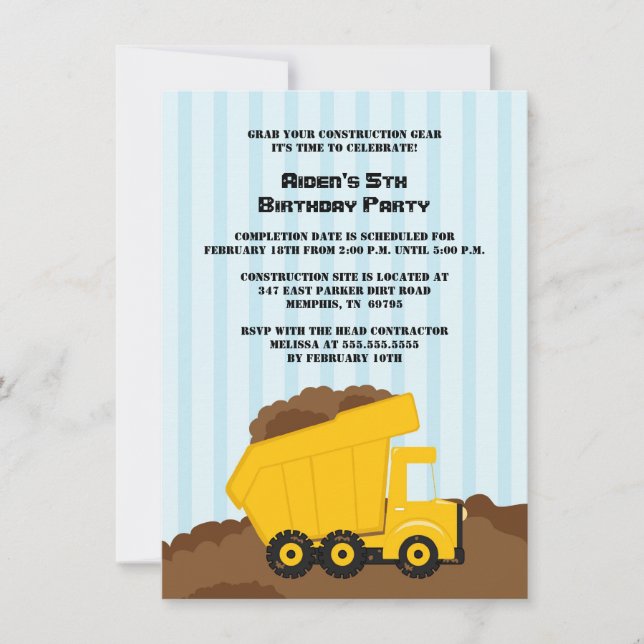 invitation de la fête d'anniversaire pour les cami (Devant)