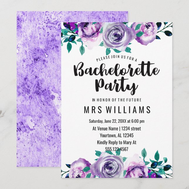 Invitation de la fête de bachelorette à la menthe  (Devant / Derrière)