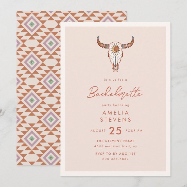 Invitation de la fête de bachelorette de la Cowgir (Devant / Derrière)