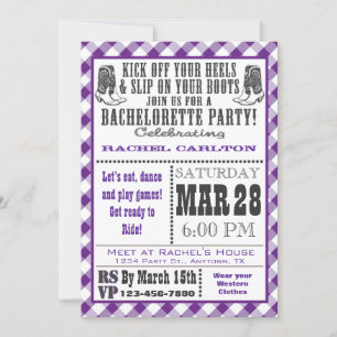 Invitation de la fête de bachelorette En vichy pou