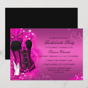 Invitation de la fête de bachelorette rose en plum
