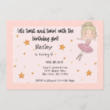 Invitation de la fête de Ballerina légère