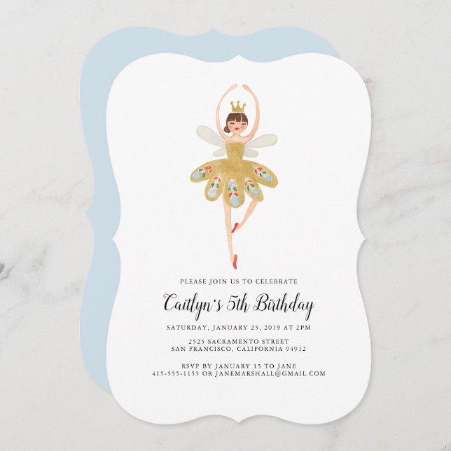 Invitation de la fête de ballet | Fête d'anniversa (Devant / Derrière)