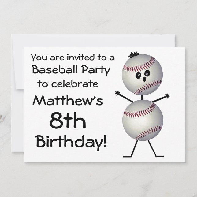 Invitation de la fête de baseball anniversaire (Devant)