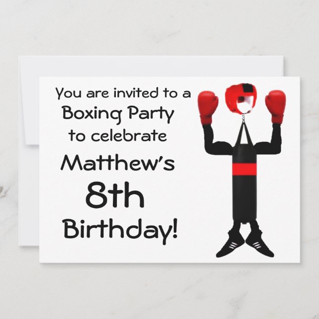 Invitation de la fête de boxe d'anniversaire (Devant)