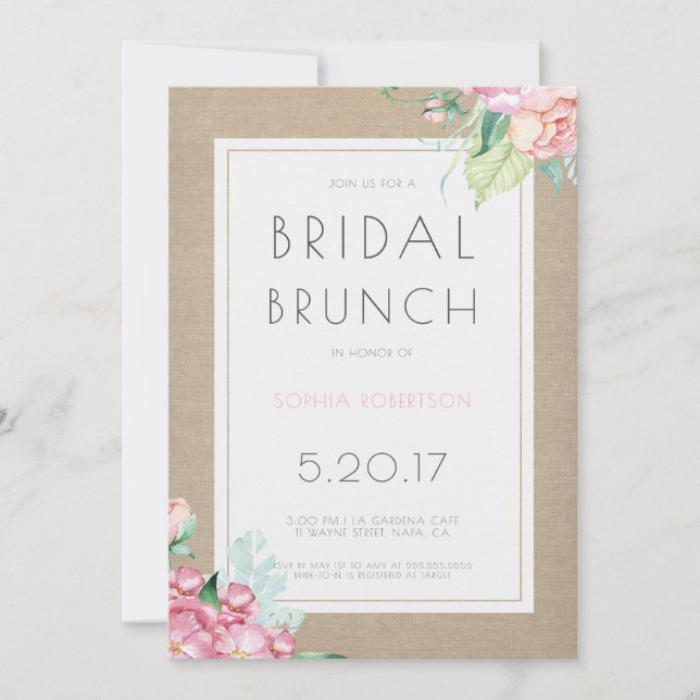 Invitation de la fête de brunch nuptiale (Devant)