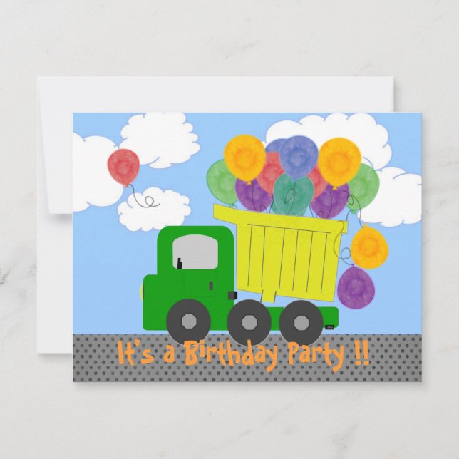 Invitation de la fête de camionnage (camion jaune) (Devant)