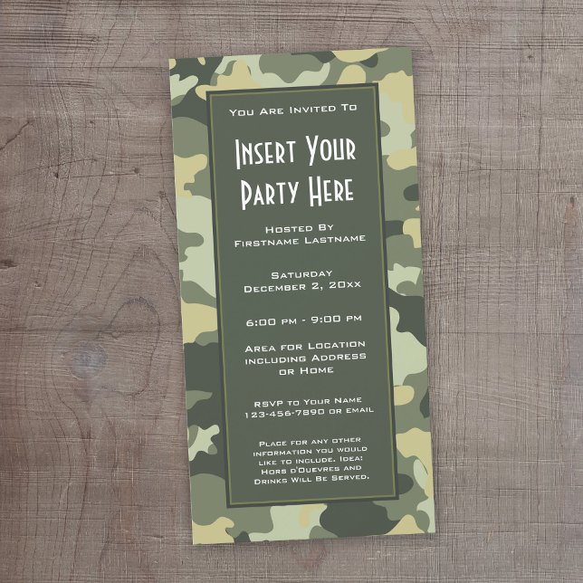Invitation de la fête de camouflage militaire (Camouflage Birthday Invitation or Other Party!)
