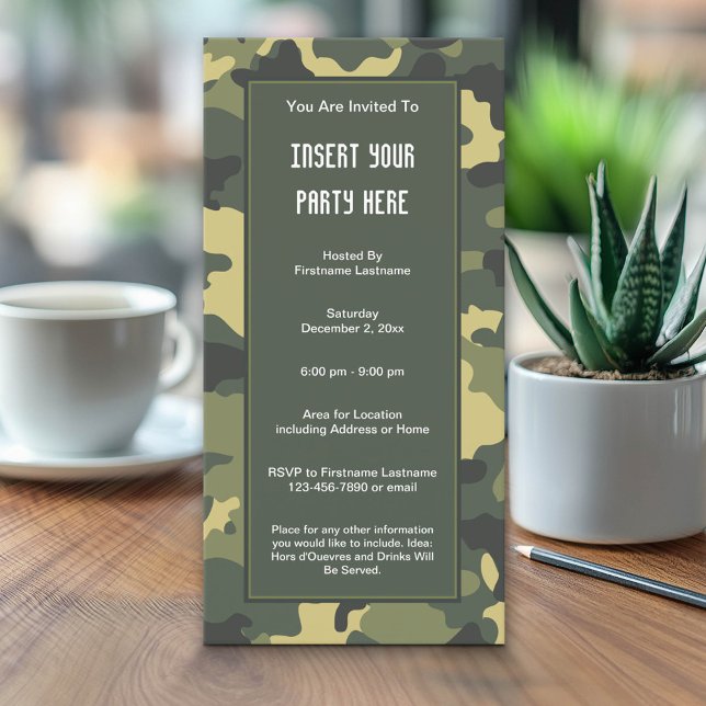 Invitation de la fête de camouflage militaire (Custom Invitation with a Camouflage Print)