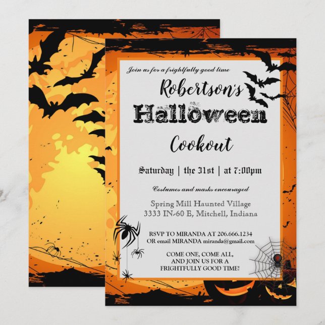 Invitation de la fête de cuisine d'Halloween Éffra (Devant / Derrière)