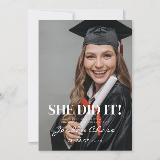 INVITATION DE LA FÊTE DE DIPLÔME ELLE L'A FAIT (Devant)