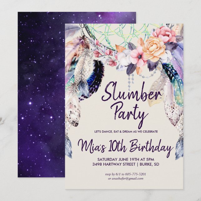 Invitation de la fête de Dream-Catcher Stwood (Devant / Derrière)