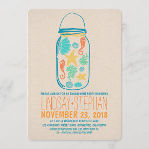 Invitation de la fête de fiançailles de la plage d