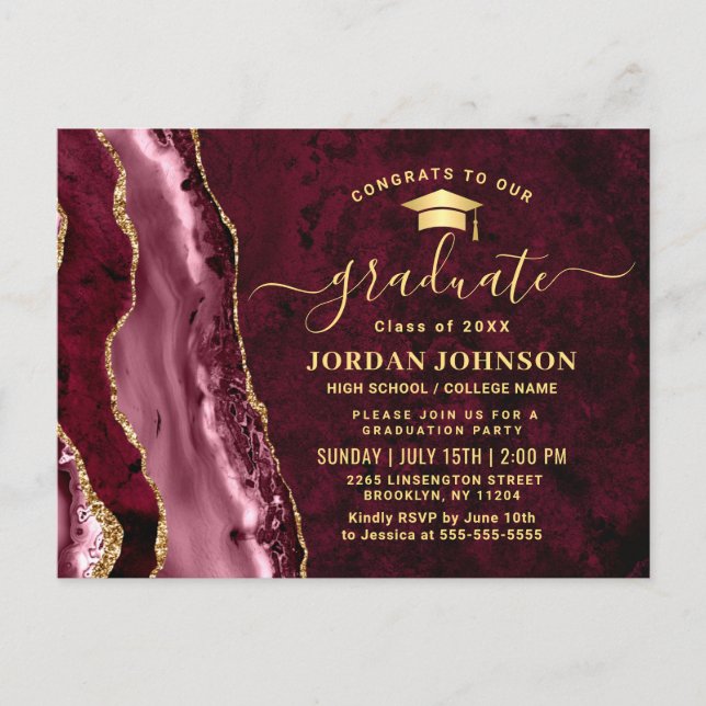 Invitation de la fête de fin d'études en Bourgogne (Devant)