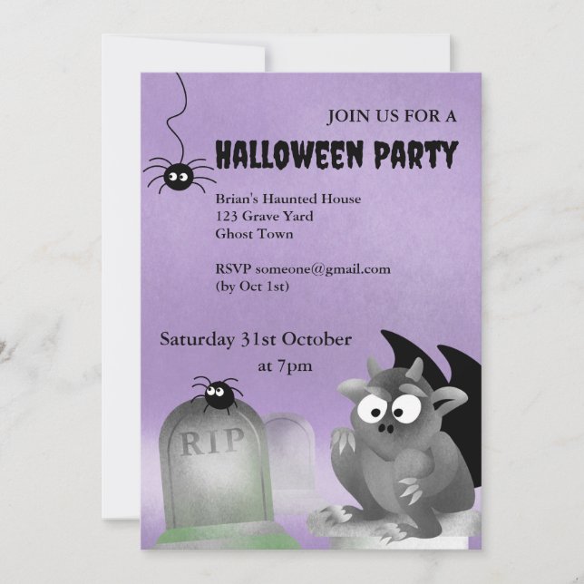 Invitation de la fête de Gargoyle Halloween (Devant)