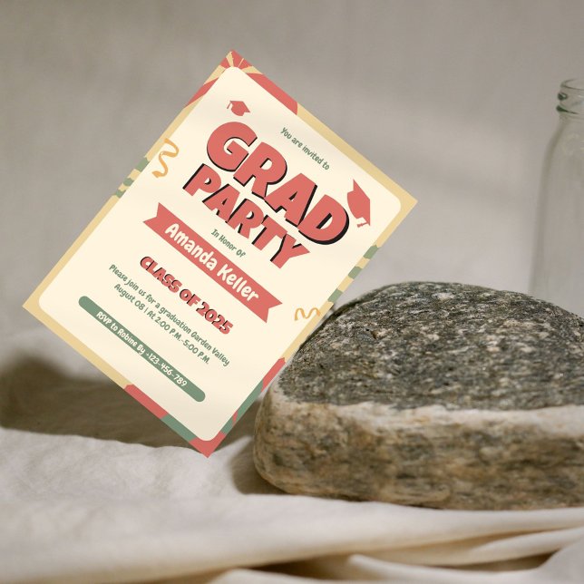 Invitation de la fête de Grad Retro Bold (Créateur téléchargé)