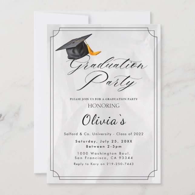 Invitation de la fête de graduation (Devant)