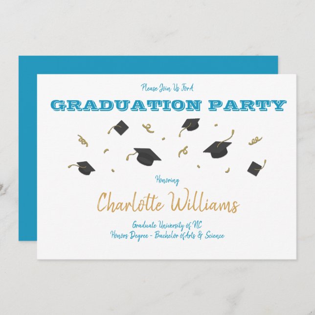 Invitation de la fête de graduation (Devant / Derrière)