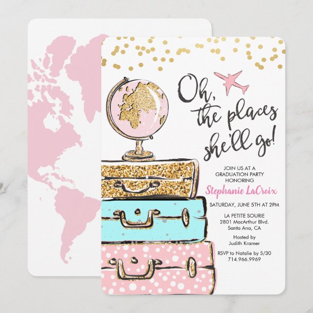 Invitation de la fête de graduation à thème de voy (Devant / Derrière)