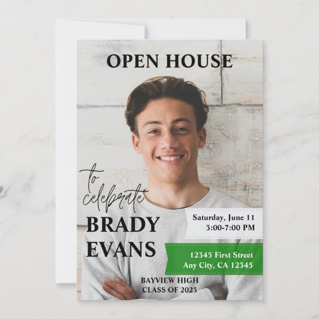 Invitation de la fête de graduation avec photo | V (Devant)