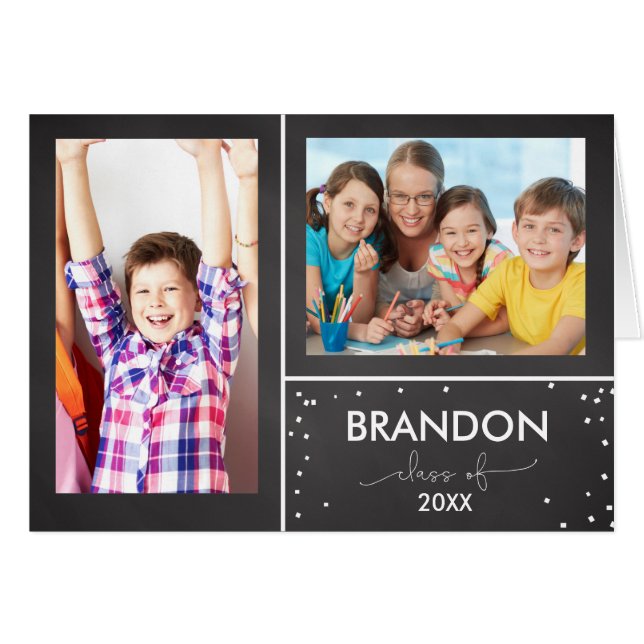 Invitation de la fête de graduation Black Chalkboa (Devant horizontal)