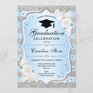 Invitation de la fête de graduation - Bleu d'argen