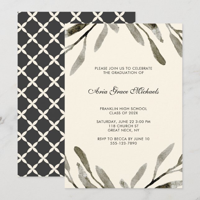 Invitation de la fête de graduation botanique (Devant / Derrière)