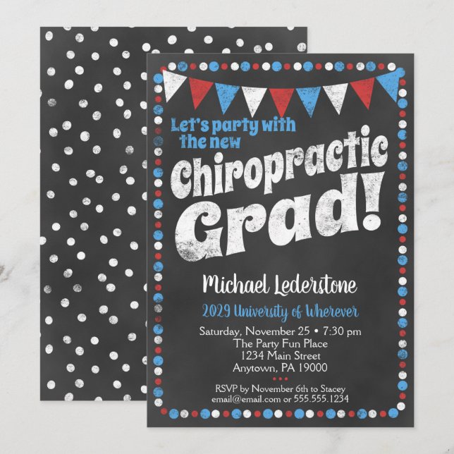 Invitation de la fête de graduation chiropratique  (Devant / Derrière)