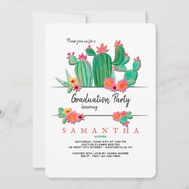 Invitation de la fête de graduation de Cactus en f (Devant)