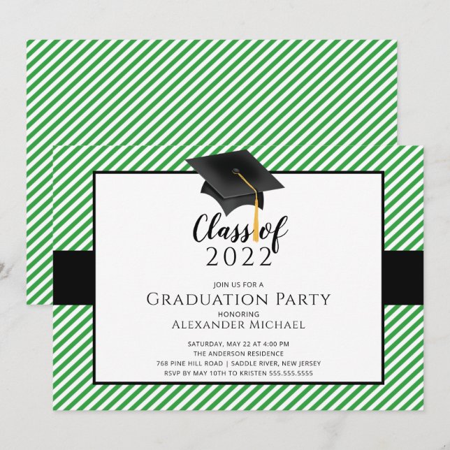 Invitation de la fête de graduation de Casquette m (Devant / Derrière)
