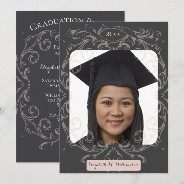 Invitation de la fête de graduation de la photogra (Devant / Derrière)