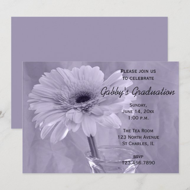 Invitation de la fête de graduation de marguerite  (Devant / Derrière)