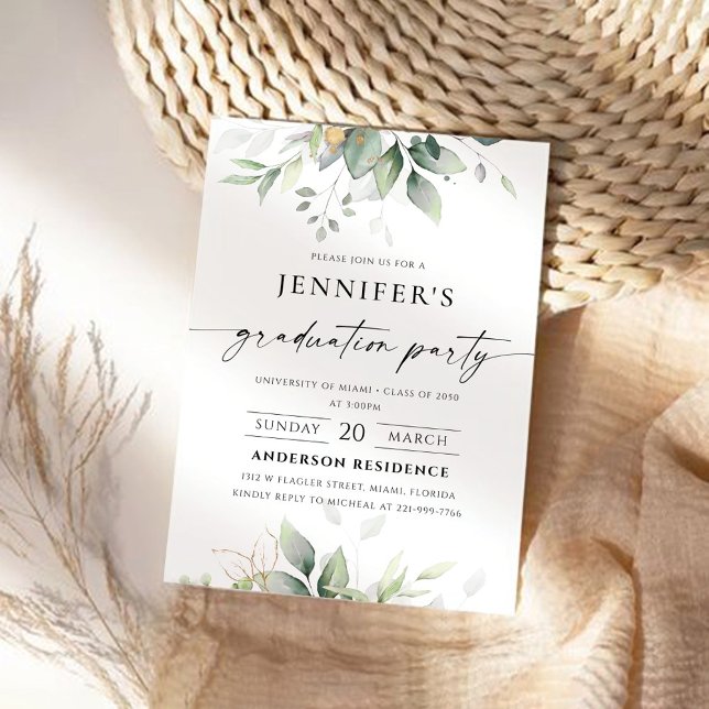 Invitation de la fête de graduation de verdure (Créateur téléchargé)