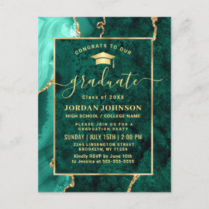 Invitation de la fête de graduation d'émeraude d'o