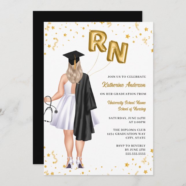 Invitation de la fête de graduation des infirmière (Devant / Derrière)