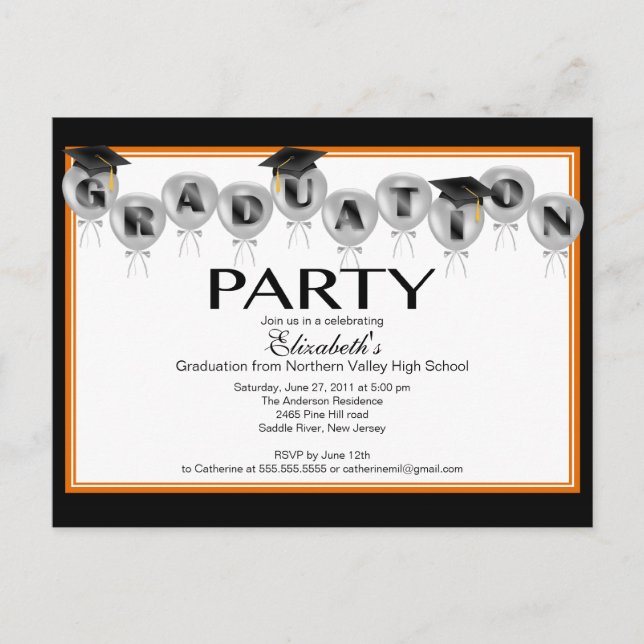 Invitation de la fête de graduation du ballon Casq (Devant)
