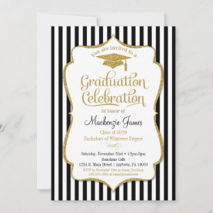 Invitation de la fête de graduation Elégant Black 