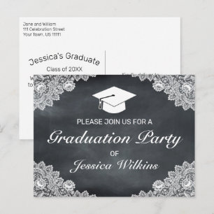 Invitation de la fête de graduation en dentelle bl