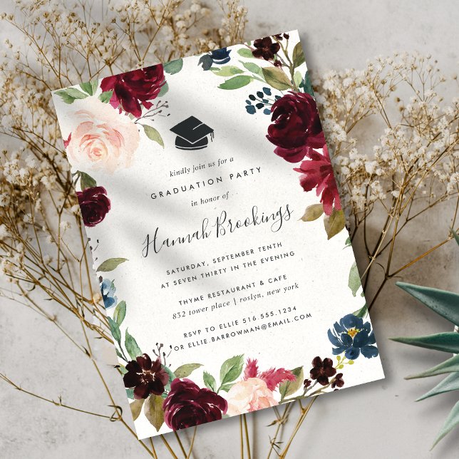 Invitation de la fête de graduation en fleurs radi (Créateur téléchargé)