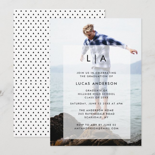 Invitation de la fête de graduation moderne avec s (Devant / Derrière)