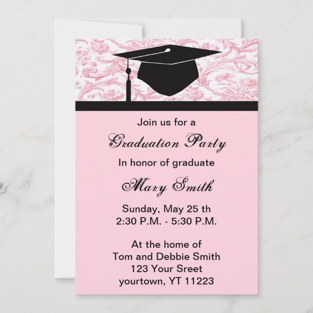 Invitation de la fête de graduation Monogram Pink  (Devant)
