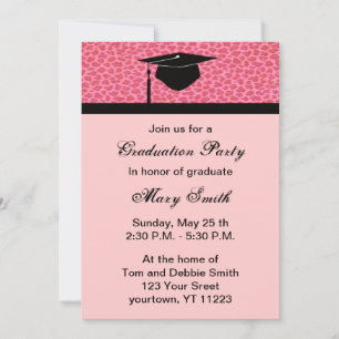 Invitation de la fête de graduation Monogram Pink 