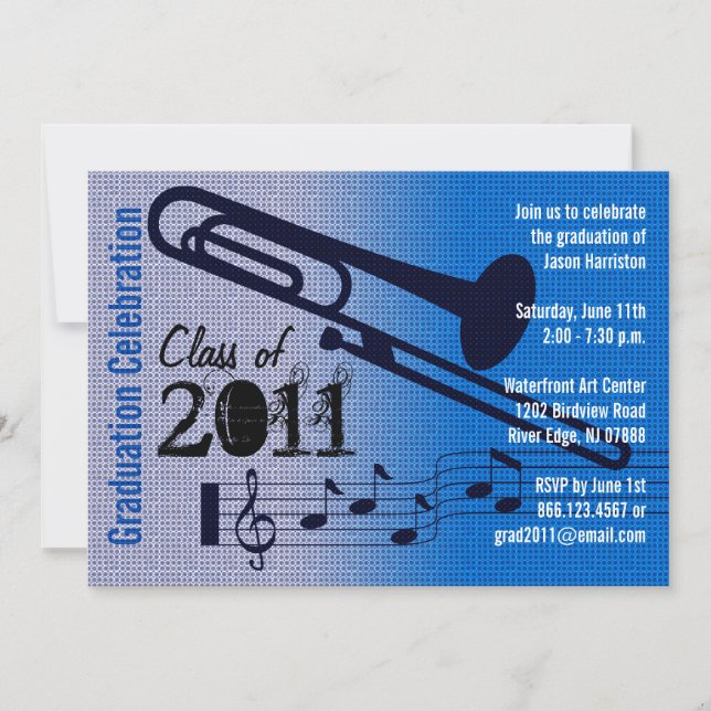 Invitation de la fête de graduation Musique Trombo (Devant)