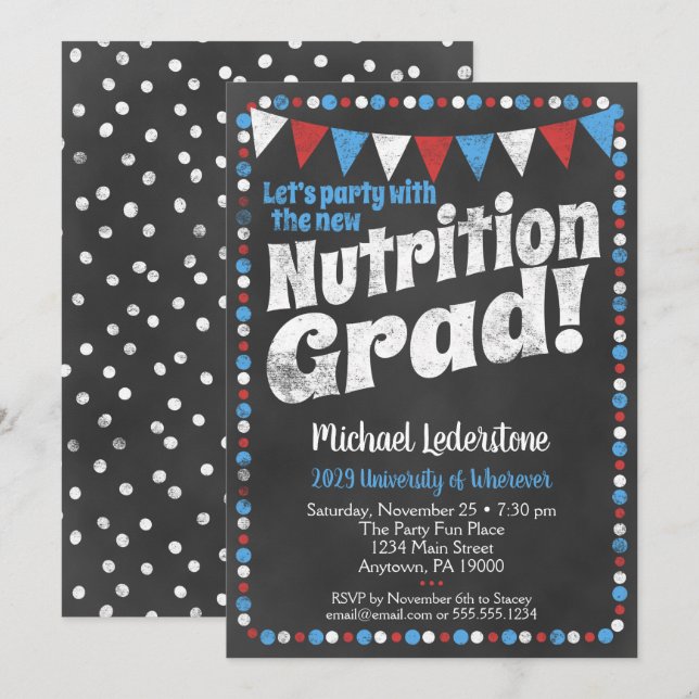 Invitation de la fête de graduation nutritionniste (Devant / Derrière)