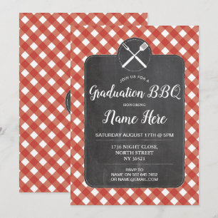 Invitation de la fête de graduation Red En vichy B