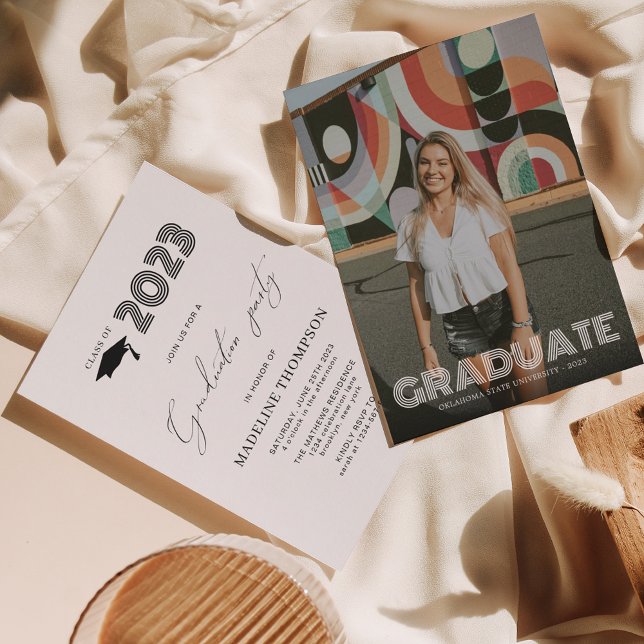 Invitation de la fête de graduation Retro Moderne (Créateur téléchargé)