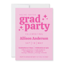 Invitation de la fête de graduation rose rétro ave